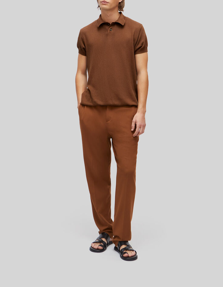 Pure Edition – Men’s amber openwork knit polo shirt-2