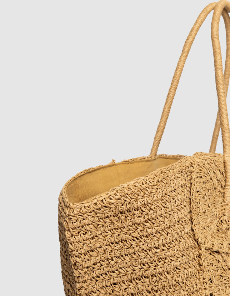 Camel woven raffia-style basket-5 Camel woven raffia-style basket-5