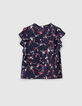 Blusa azul marino mini me estampado floral ni&ntilde;a -4