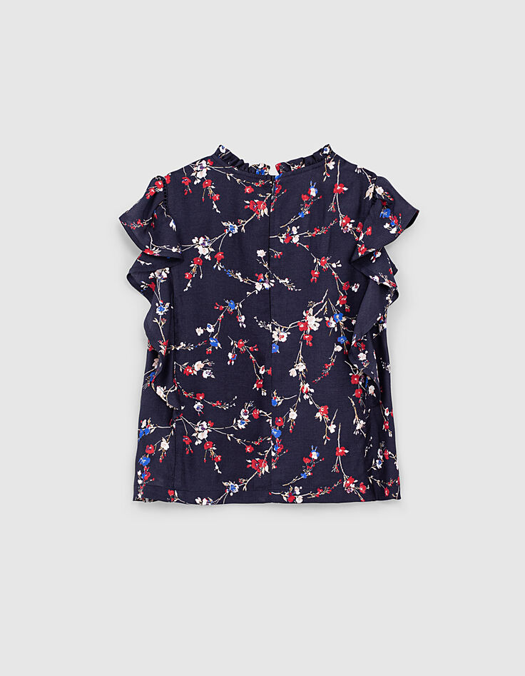 Blusa azul marino mini me estampado floral ni&ntilde;a -4