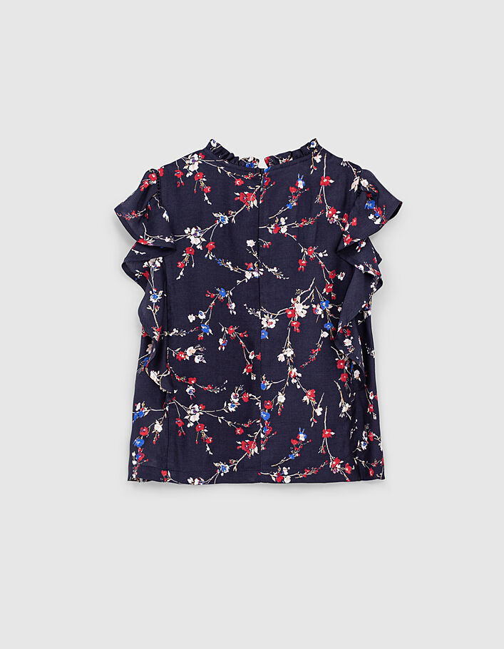 Girls' navy flower print mini me blouse - IKKS