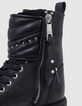 Rangers Leather story en cuir noir avec clous pour fille-5