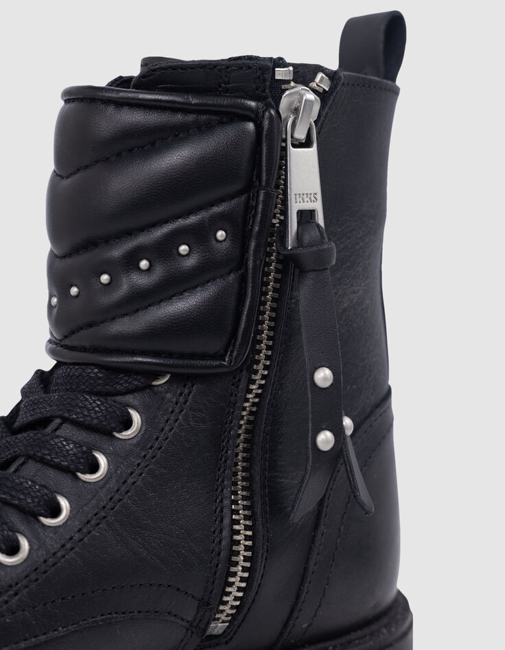 Rangers Leather story en cuir noir avec clous pour fille-5