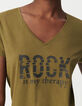 Women's organic cotton khaki t-shirt with glitter message-6