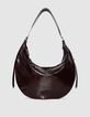 Bolso semiluna burdeos cuero brillante Allane mujer-1