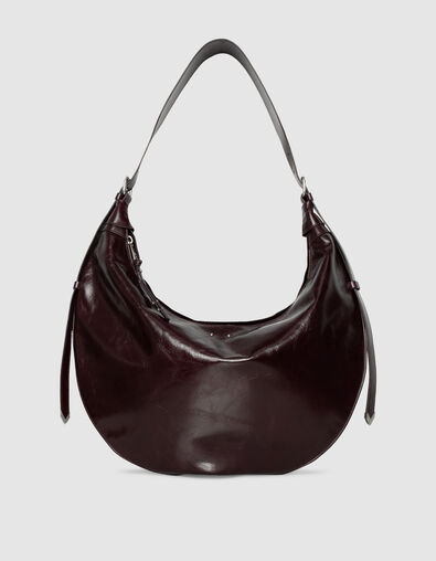 Bolso semiluna burdeos cuero brillante Allane mujer - IKKS
