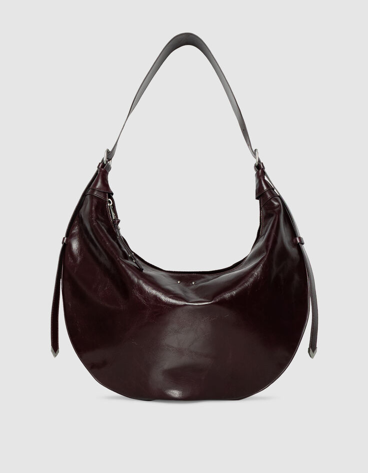 Bolso semiluna burdeos cuero brillante Allane mujer-1
