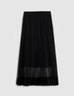 Falda midi plisada de tul negra Mujer-6