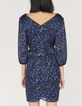 Robe drapée imprimé léopard noir et bleu recyclé femme-3