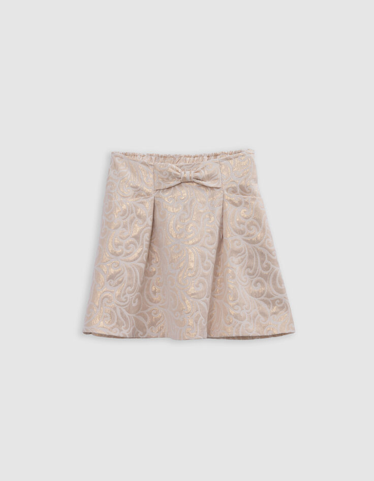 Jupe courte dorée jacquard baroque fille-1