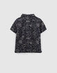 Boys’ navy Lenzing™ Ecovero™ viscose shirt, line drawing print-2