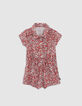 Mono corto rojo estampado floral bebé niña-1