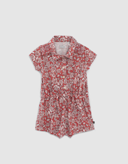 Mono corto rojo estampado floral bebé niña - IKKS