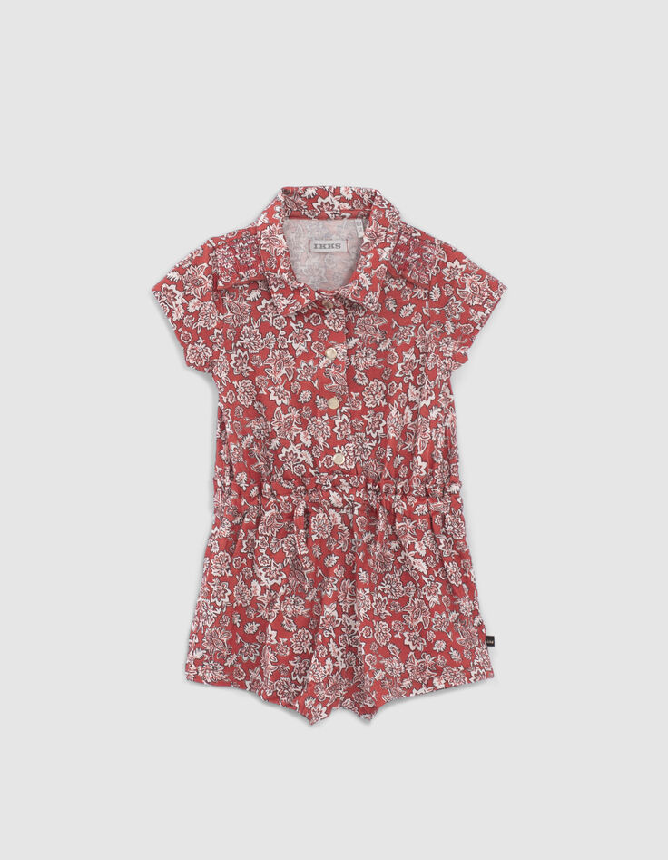 Mono corto rojo estampado floral bebé niña-1
