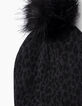 Girls' leopard beanie hat-4