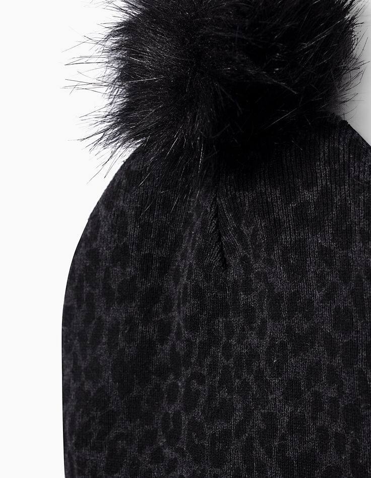 Girls' leopard beanie hat-4