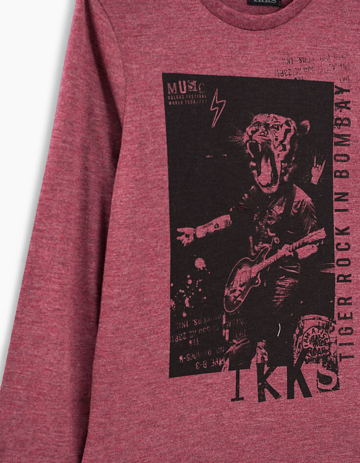 Camiseta rosa indio jaspeado con tigre-guitarrista niño -2