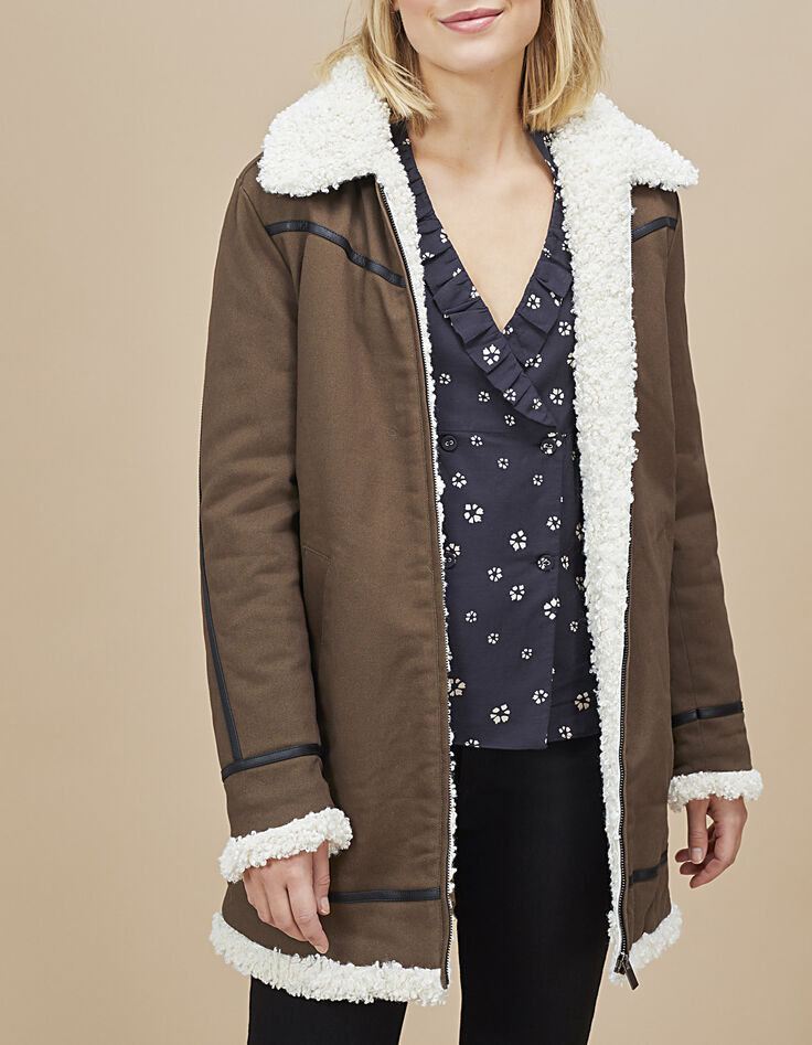 Parka caqui forrada estilo aviador I.Code-2 Parka caqui forrada estilo aviador I.Code-2