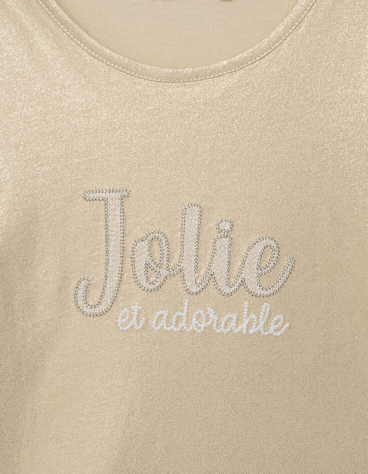 Camiseta dorada bordado Jolie et Adorable niña-4