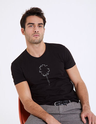 Camiseta negra dibujo palmera Hombre - IKKS