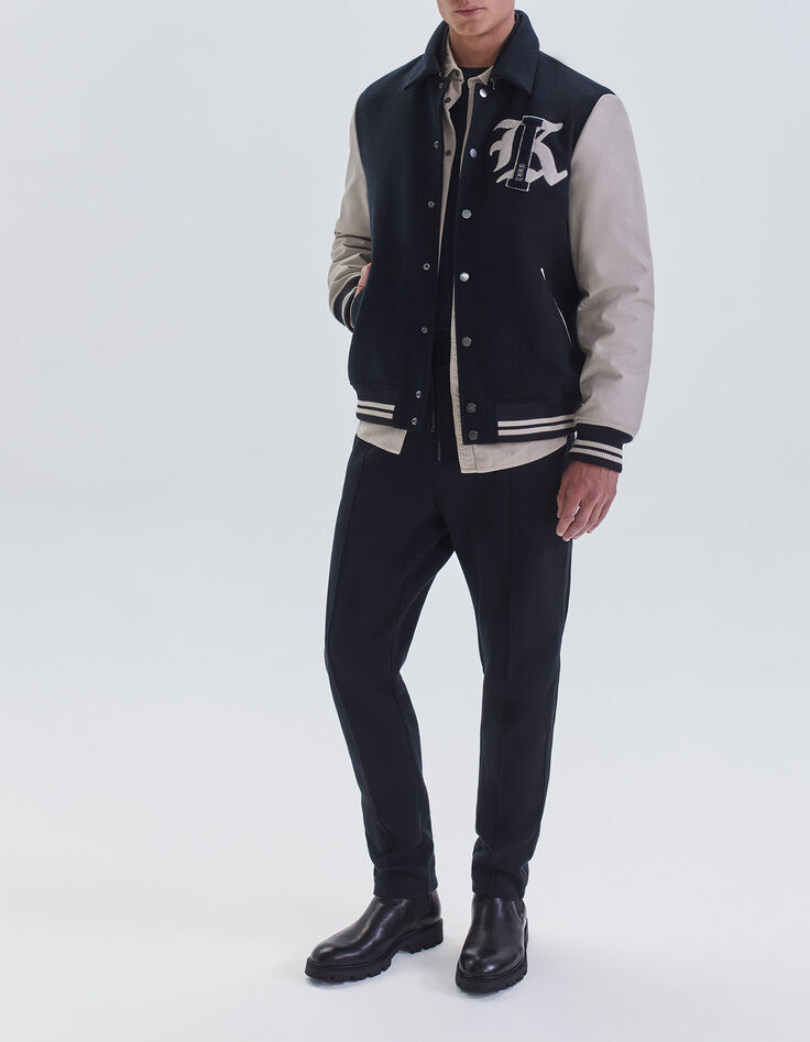 Men&rsquo;s navy mixed fabric baseball jacket with XL embroidery-7