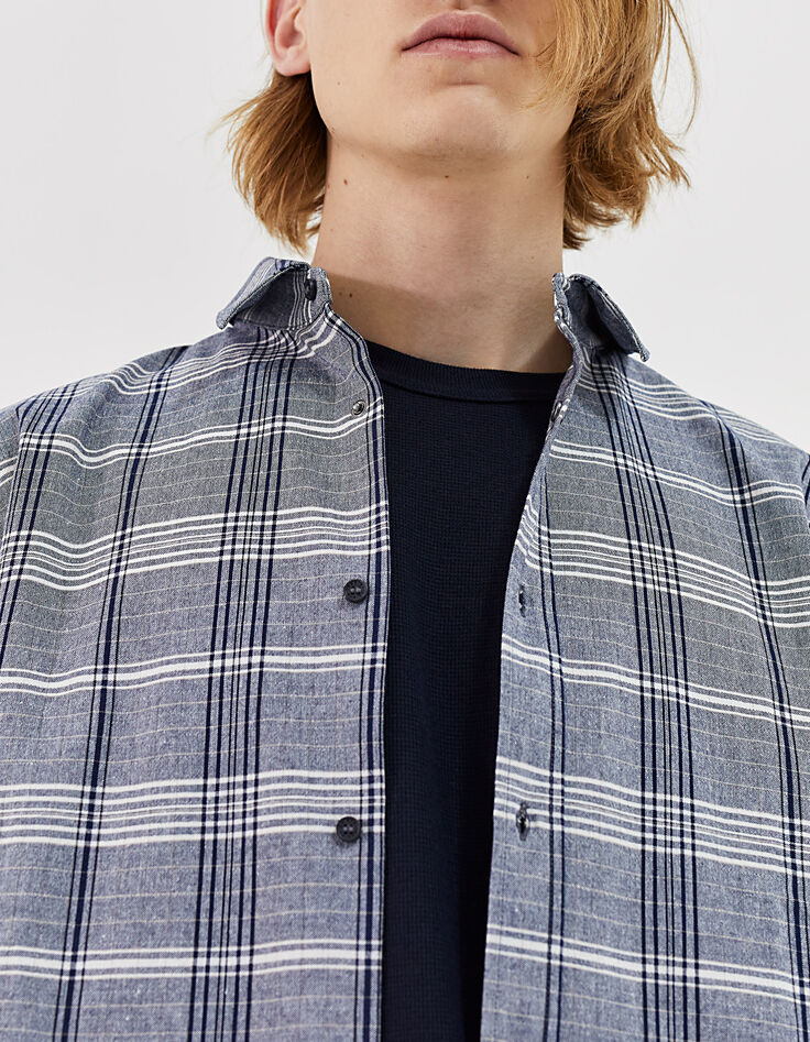 Chemise REGULAR marine à carreaux Homme-2