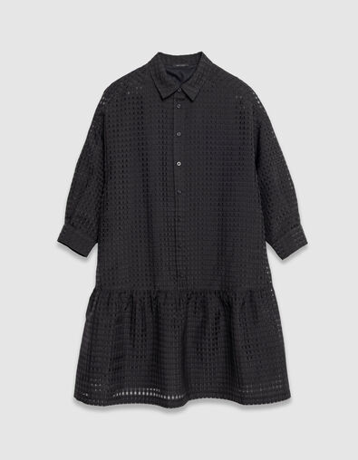 Zwarte jurk met opengewerkt motief Dames - IKKS