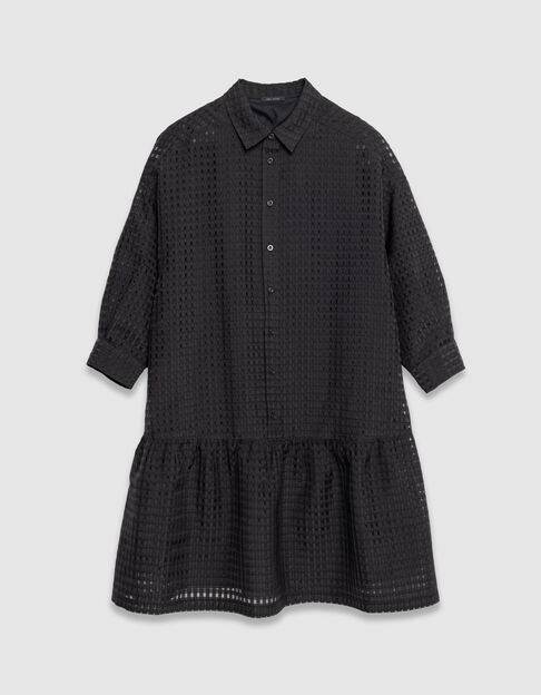 Zwarte jurk met opengewerkt motief Dames - IKKS