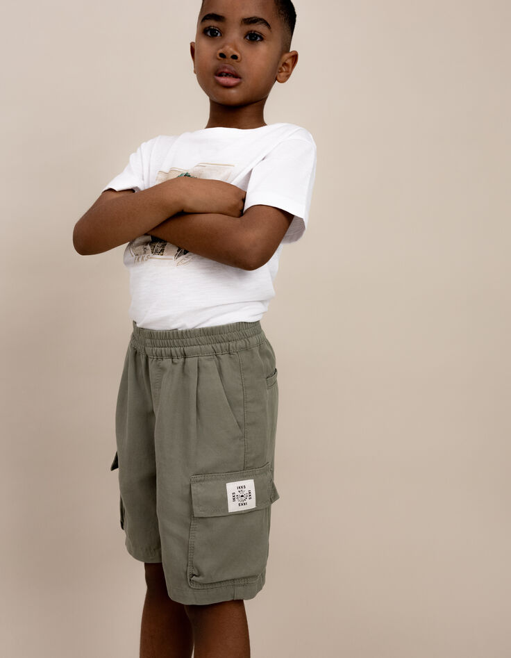 Khaki Jungen-JOGGER-Bermudas aus Lyocell-Mix-3
