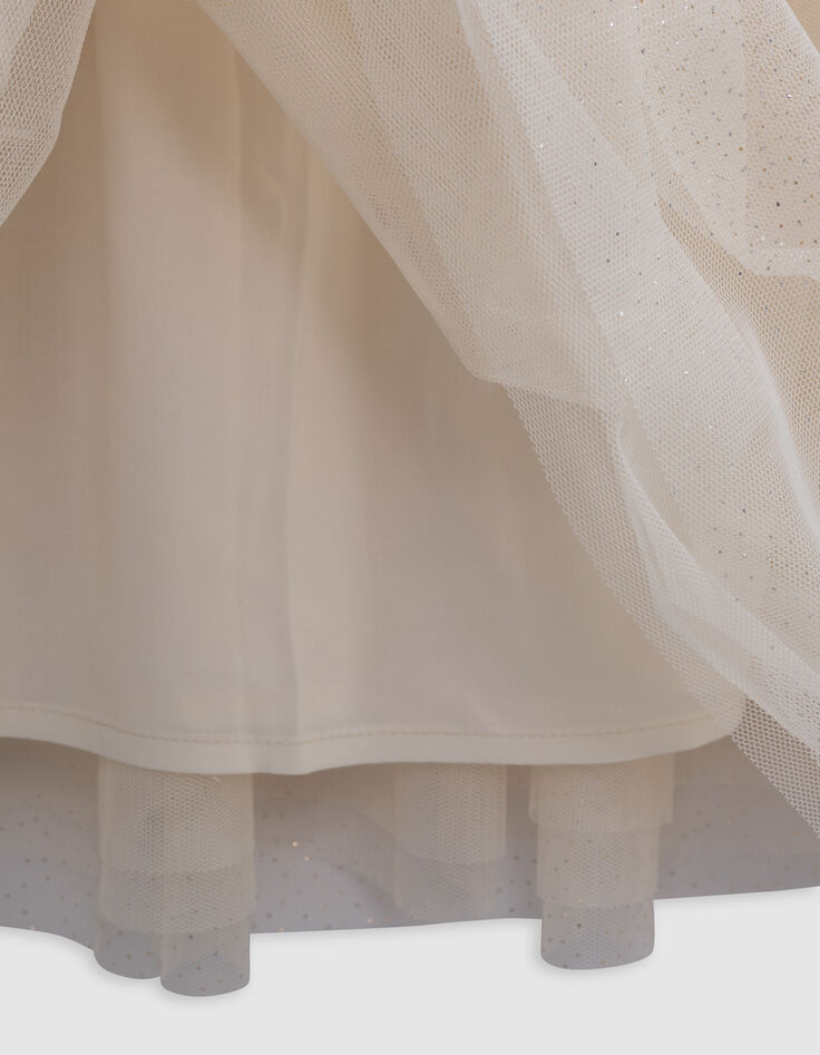 Robe-tutu écrue bi-matière brodée fille-6