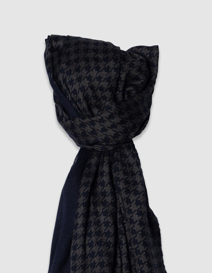 Foulard kaki motif pied-de-poule noir Homme-2