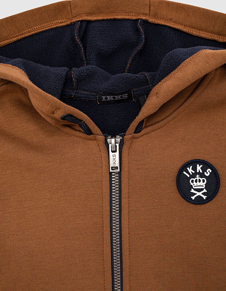 Boys’ cognac fleece-lined cardigan-4 Boys’ cognac fleece-lined cardigan-4