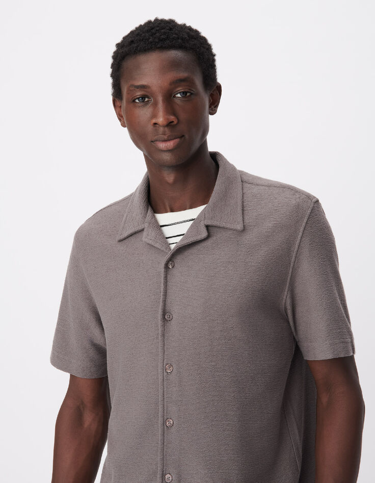 Chemise easy grise maille manches courtes Homme-4