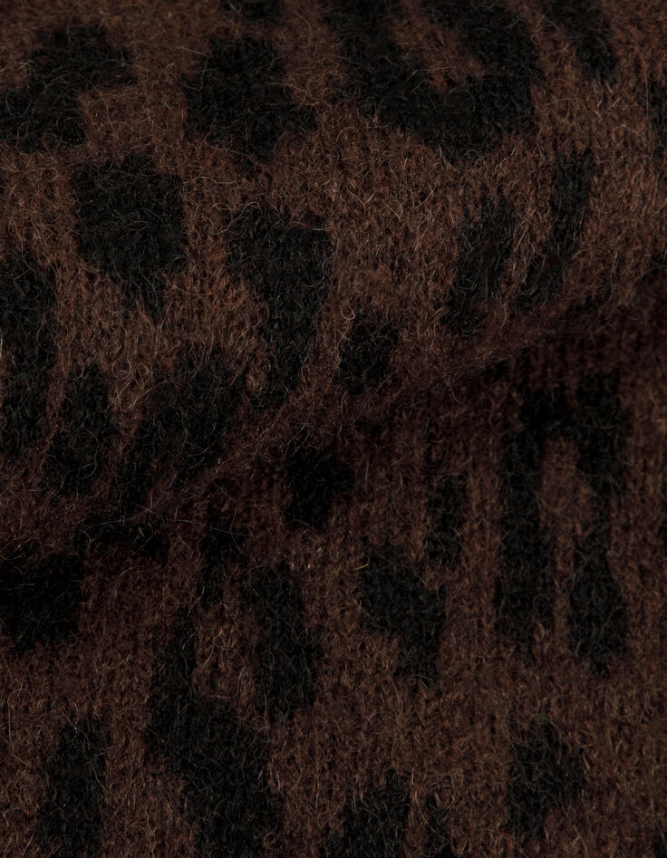 Braune Strickjacke f&uuml;r Damen mit Leopardenmuster-8