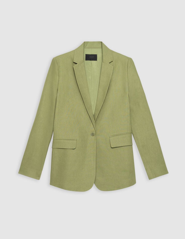 Veste de costume verte lin et coton Femme-6