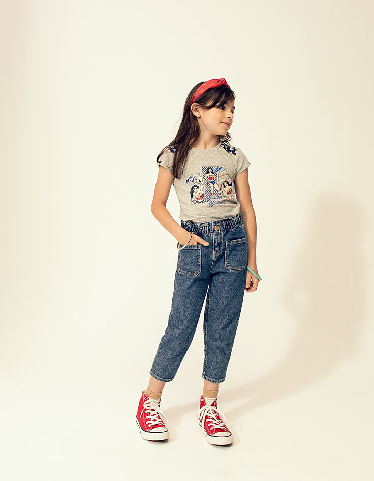 Graues Mädchen-T-Shirt Wonder Woman mit Comicmotiv-2