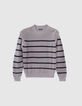 Jersey gris punto rayas azul marino y tachuelas mujer-5
