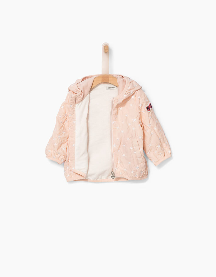 Blouson rose poudré brodé étoiles bébé fille-5