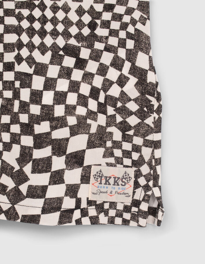 Boys’ beige Lenzing™ Ecovero™ viscose shirt with black checkerboard - IKKS