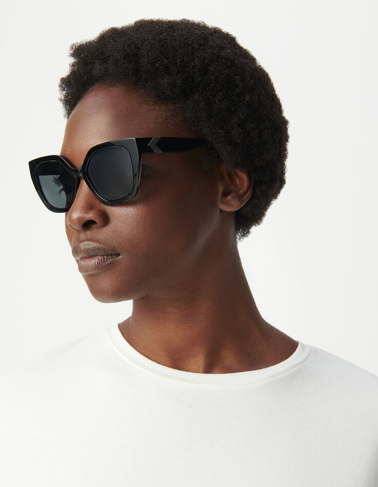 Schwarze Sonnenbrille Carla graue Gläser-1