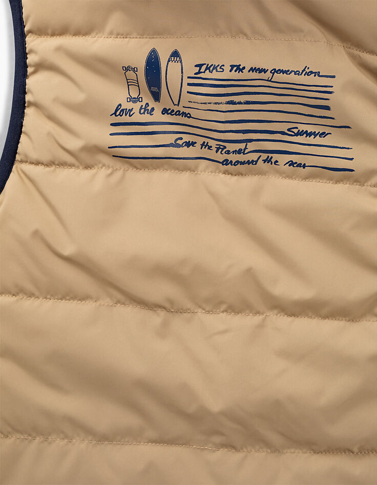 Doudoune réversible navy et beige sans manches garçon -8