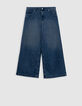 Jean wide leg cropped bleu Femme-2
