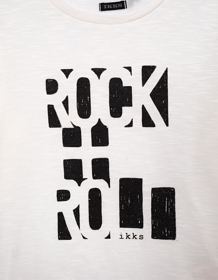 Boys’ off-white T-shirt with black letter slogan-3