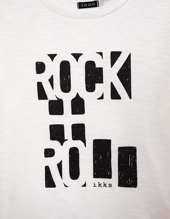 Boys’ off-white T-shirt with black letter slogan - IKKS