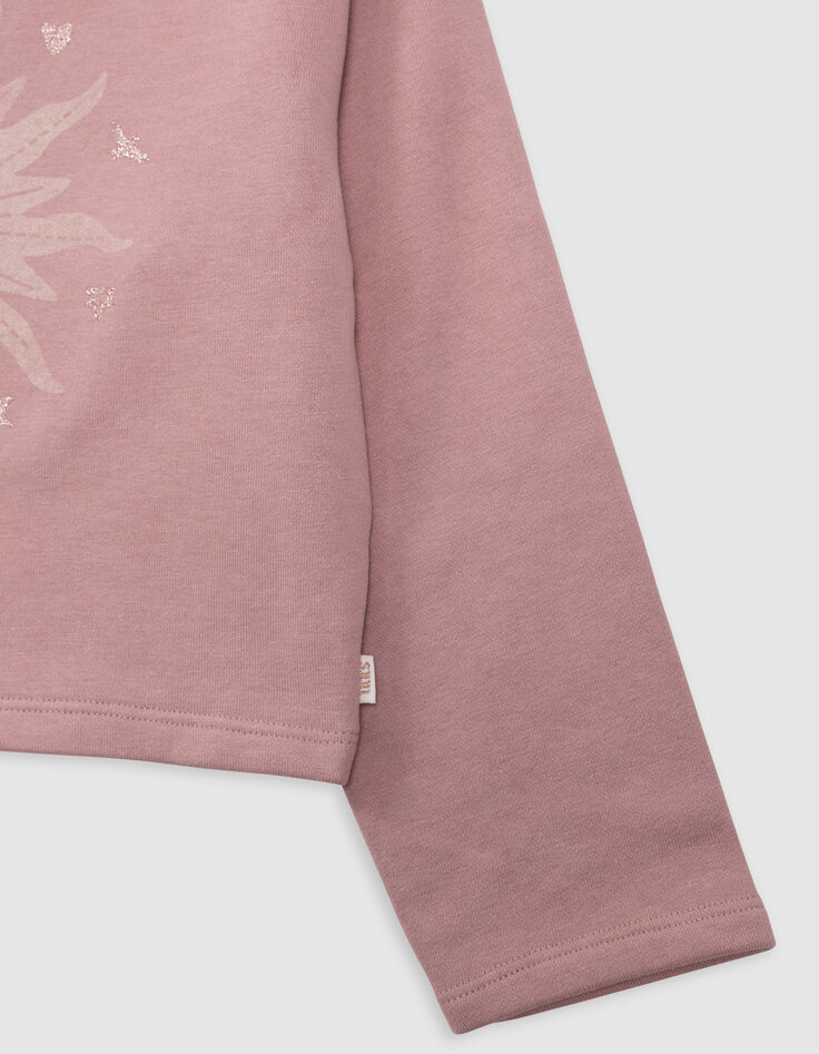 Sweat rose maxi œil-soleil et dessins pailletés fille-6