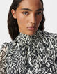 Women's ivory lurex zebra print dress-5