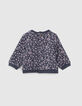 Sweat navy imprimé cachemire et message bébé fille-4