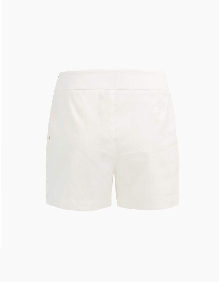 Short blanco roto talle alto de lino algodón mujer-3