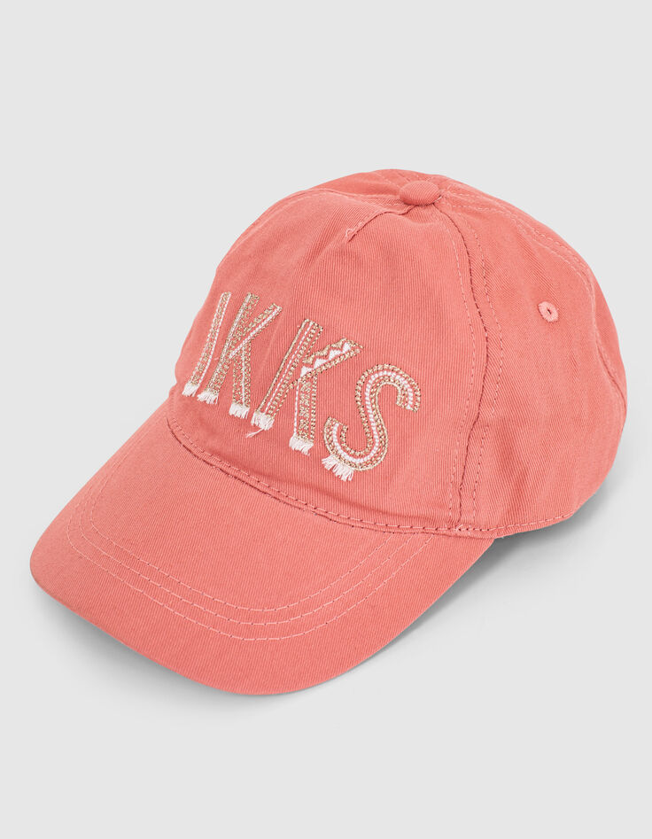 Casquette corail foncé avec broderie fille -4