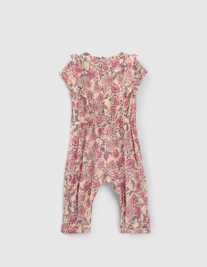 Roze lange jumpsuit kasjmier bloemenprint EcoVero™ meisjes - IKKS